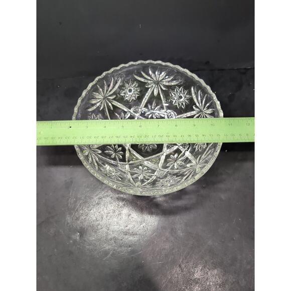 Anchor Hocking Star Glass Bowl‎ Clear Prescut Fruit, Salad, 10.5" Large, Vintage - Picture 8 of 9